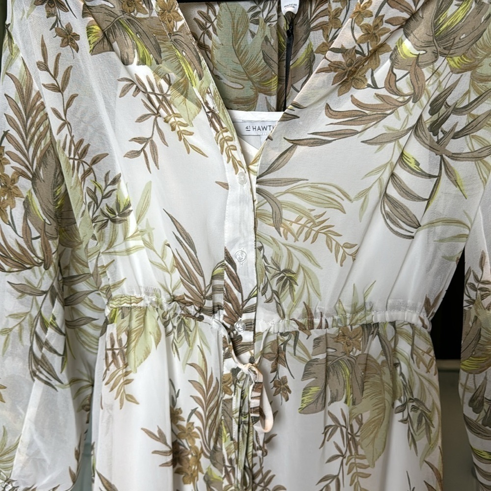 NWT 41Hawthorn White Button Front Sheer Dress with White Slip - Breezy - Picture 2 of 4